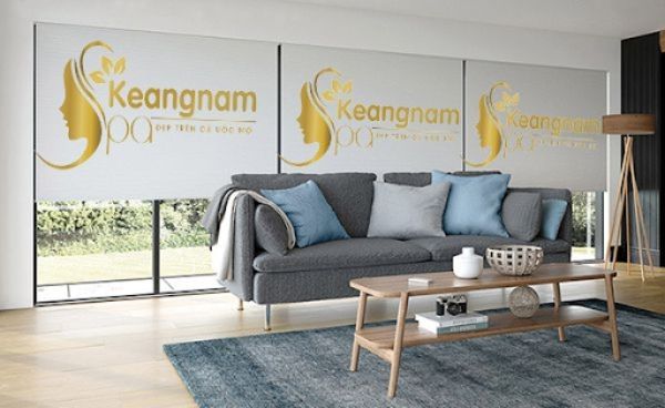 Rèm cuốn in logo thương hiệu sản phẩm